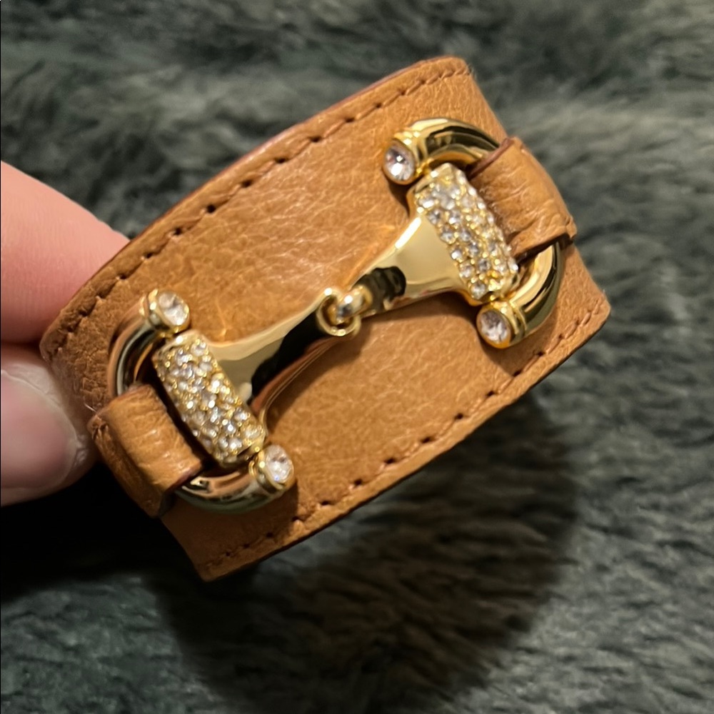 My Flat in London Tan and Gold Equestrian Jewelry Bracelet